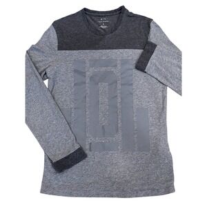 Armani Exchange Mens Small Grey Colorblock Graphic Long Sleeve